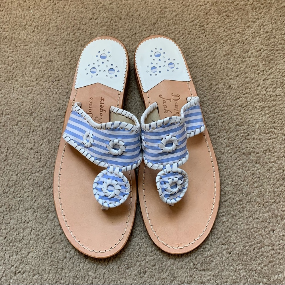 Jack Rogers x Draper James Blue and White Sandals
